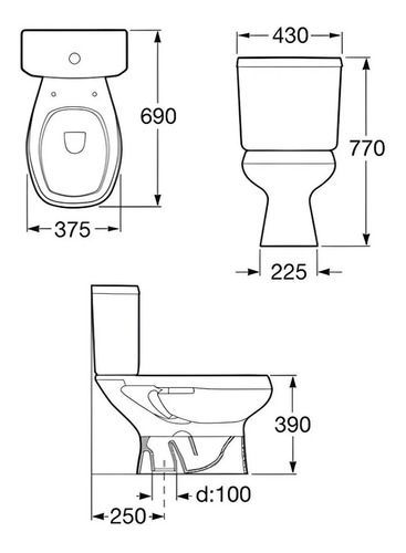 Imagen 3 de 7 de Juego Inodoro Largo Deposito Apoyar Bidet 1 Ag Roca Monaco C