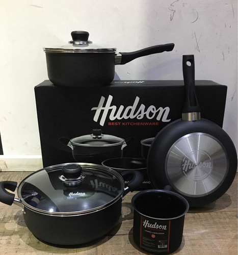 Batería De Cocina Con Jarro Hervidor Hudson Antiadherente