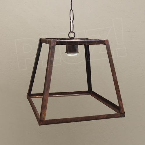 Imagen 1 de 9 de Lámpara Colgante Cubo Prisma 1 Luz - Hierro Óxido