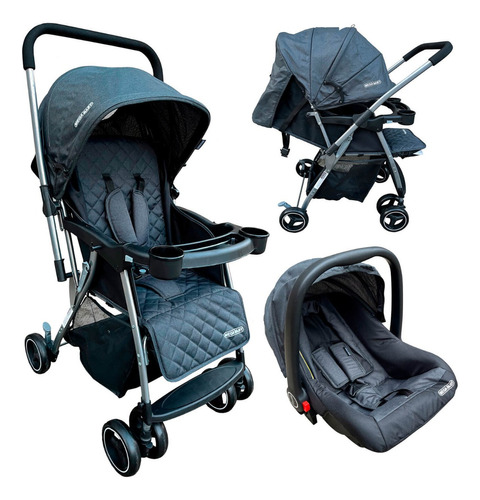 Cochecito de paseo Mega Baby Copahue Travel System dark con chasis color plateado