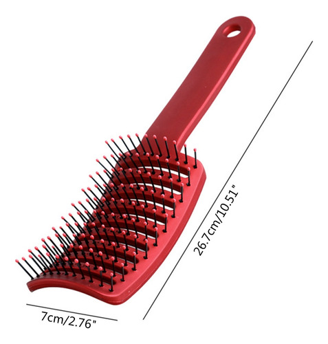 (bk)plastic Anti-static Hair Brush Curved Row Women Scalp Ma