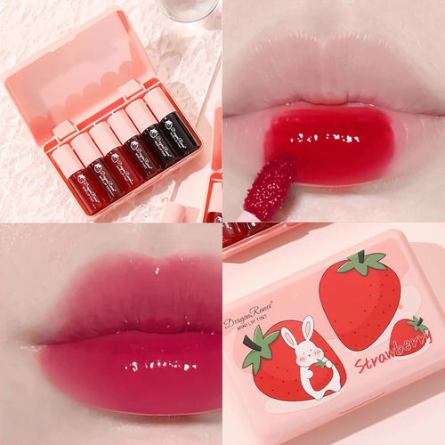 Juego De Tintes De Labios De 6 Colores, Brillo De Labios Cor