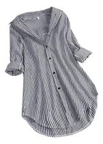 Comprar Blusas De Manga Larga A Rayas Con Cuello Vuelto