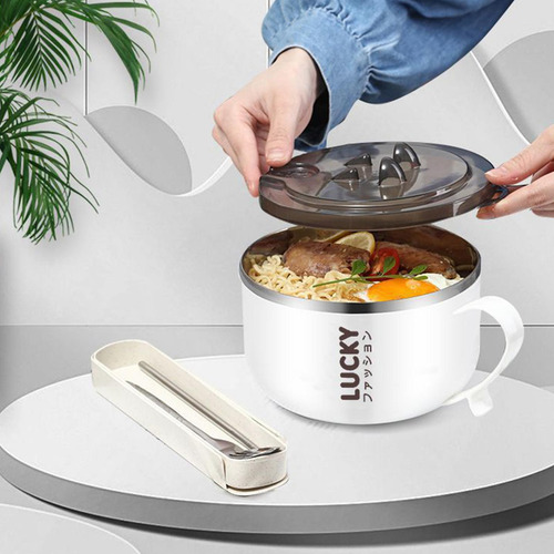 Cuenco De Ramen De Acero Inoxidable Con Tapa, Cocina De