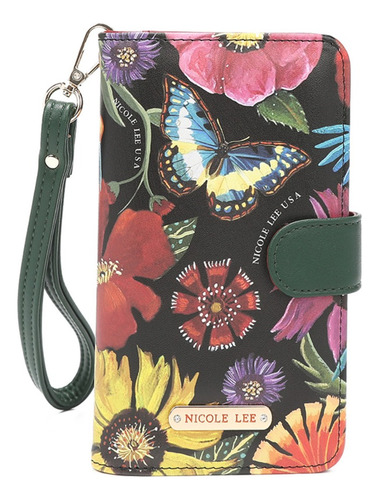 Funda Universal Para Celular Nicole Lee Tipo Cartera Fw23 Color Butter-Flower Black