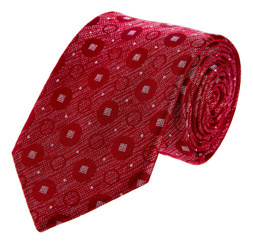 Corbata Hombre Tejido Jaquard Slim Circulos Vittorio Forti Color Rojo Diseño De La Tela Relieve Largo 6.5 Cm