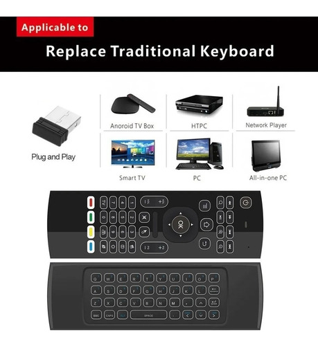 Teclado Inalámbrico Smart Tv Box De 2,4 Gr+mando A Distancia