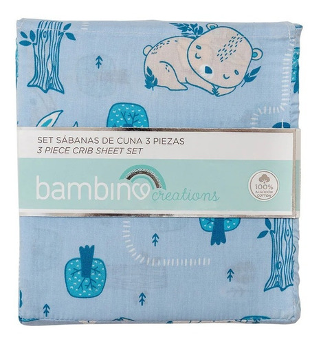 Set Sábanas De Cuna 3 Piezas Animales Bambino