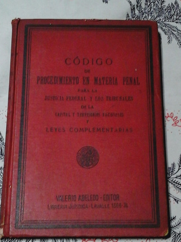 Codigo De Procedimiento En Materia Penal - Año 1932