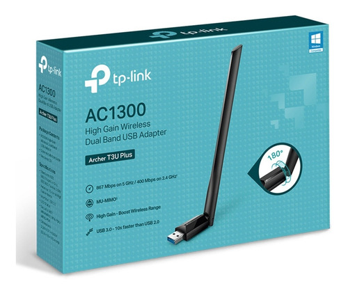 Imagen 7 de 8 de Adaptador Usb Wi Fi Tp Link T3u Plus Antena Dual Band Ac1300