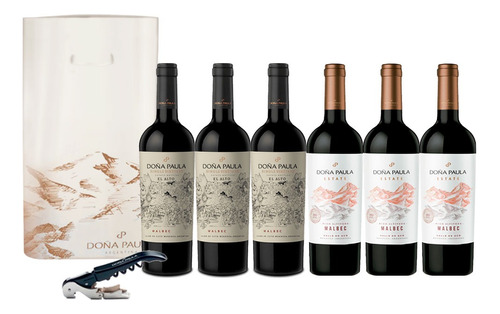 Vinos Doña Paula Single Estate Malbec X6 + Sacacorcho