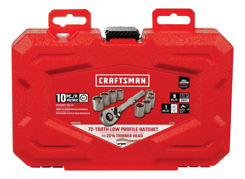 Craftsman Juego 10 Herramientas Mm Matraca De 3/8 Cmmt34564 Rojo