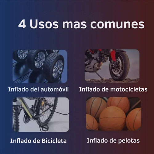 Inflador Eléctrico Portátil Recargable Auto Moto Bicicleta