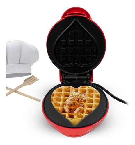 Forma De Waffle Elétrica Mini Formato Clássico 550w Coração