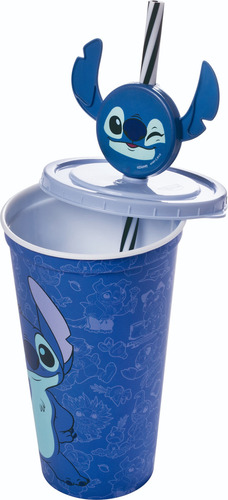 Copo Shake C/ Tampa Canudo 500ml Super Heróis Princesas Cor Pin Stitch