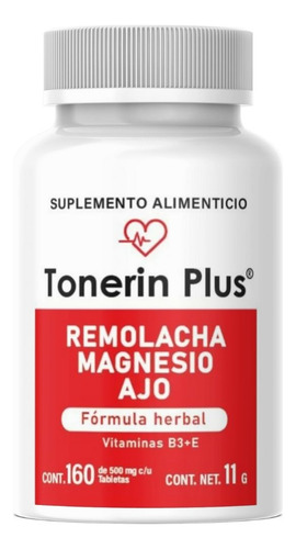 Tonerin Plus Remolacha Magnesio Y Ajo Formula Herbal 160 Cap Sabor Sin Sabor