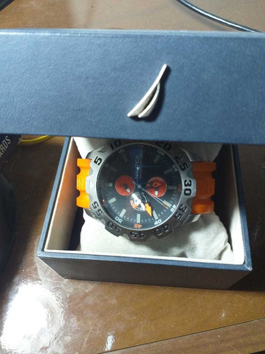 Relógio Náutica Usado Original N15566g Pulseira Laranja