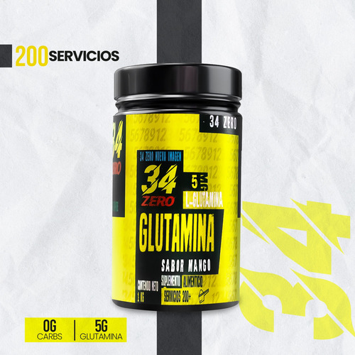 34 Zero Glutamina 1kg Varios Sabores Mango