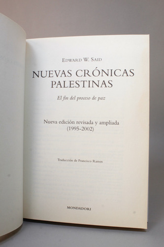 Nuevas Crónicas Palestinas Edward W Said 2002 Tapa Dura