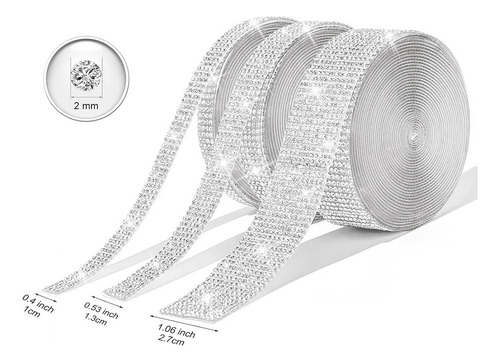 Hh 3 Rollos De Cinta Autoadhesiva De Diamante De Cristal -