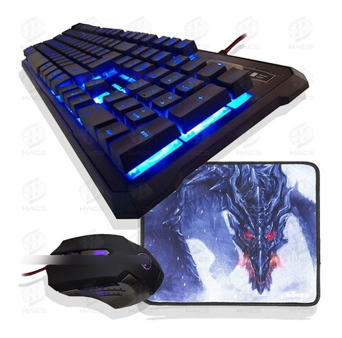 Kit Gamer Teclado + Mouse + Padmouse Odin Luces Led