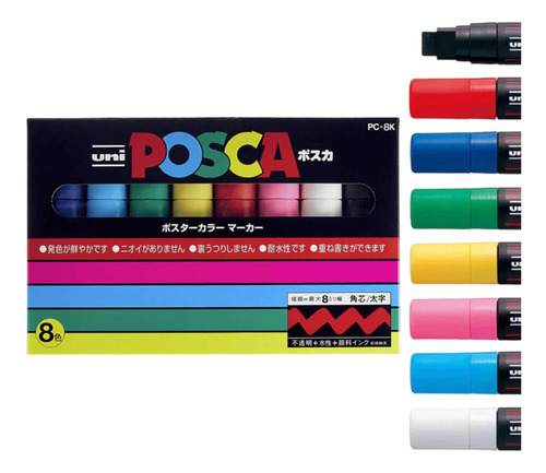 Set Marcadores Posca 8k 8 Colores Original Japonés - Pc 5k8c