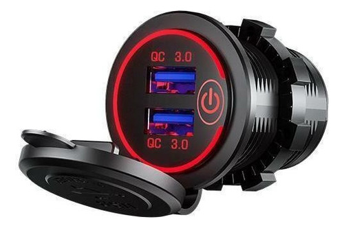 Cargador De Coche Qc3.0 Dual Usb Rápido Socket Led Voltímetr