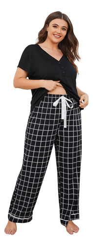 Conjunto De Pijama De Manga Corta Para Mujer, Talla Grande