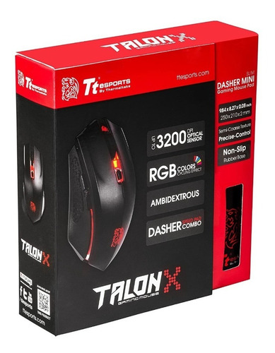 Mouse Gamer Rgb Thermaltake Talon X + Mouse Pad