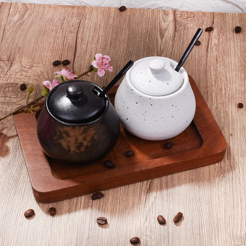 Azucarero Con Tapa Y Cucharas, Recipientes De Porcelana Para