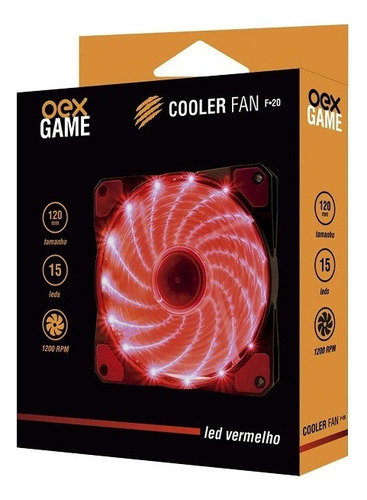 Cooler Fan 120mm Vermelho 15 Leds Oex F20