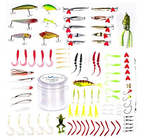 104 Pcs Señuelo Pesca Cebo Incluyendo Gusano Jigs Topwater