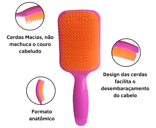 Escova Raquete Flex Hair Desembaraçadora Sem Quebrar Fios