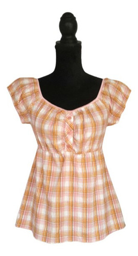 Blusa Estilo Campesino Corte Imperio Tonos Rosas/naranjas/bc