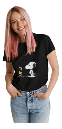 Polera Snoopy Charlie Brown Flor Algodon Estampado