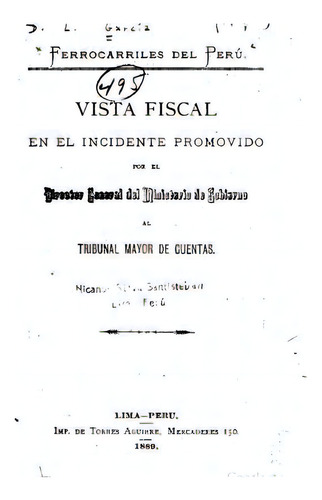 Ferrocarriles Del Peru, De Garcia, D. L.. Editorial Createspace, Tapa Blanda En Español