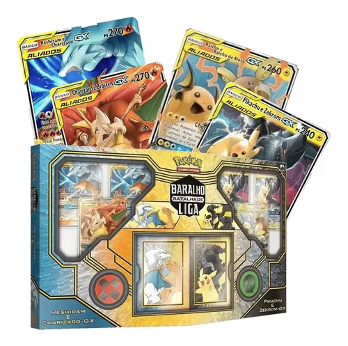 Jogo Cartas Box Pokémon Batalha De Liga Pikachu E Zekrom Tcg Copag Original  Pkm Trading Card Game