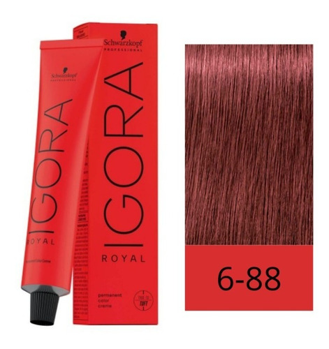 Tinte Igora Royal  6.88 + Agua Oxigenada 