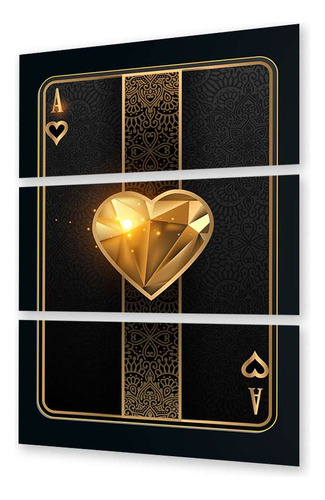 Cuadro Trip 80x120 Carta Oro Poker As De Corazones Negro