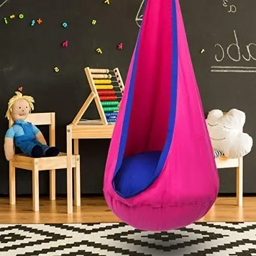 Hamaca Colgante Elástica Para Niños - Asiento De Tela De Poliéster, Portátil, Con Accesorios De Montaje, Para Jardín, Balcón, Dormitorio O Camping (280x100 Cm)