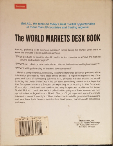 The World Markets Desk Book Lawrence W. Tuller (Usado)