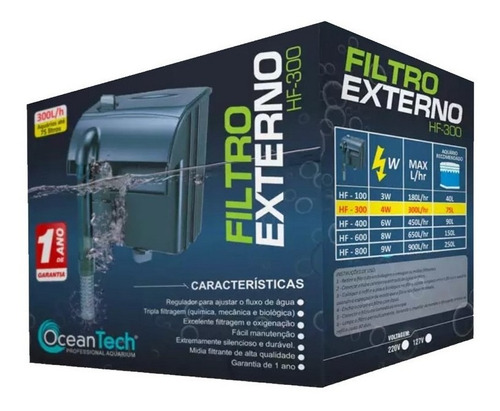 Filtro Externo Hf-300 300l/h 127v Ocean Tech