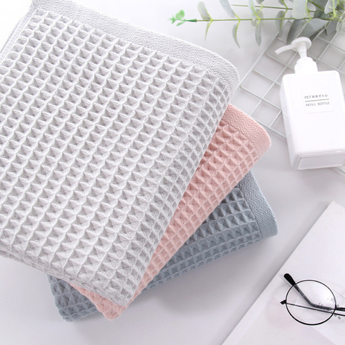 Toalla De Baño Waffle De Algodón Puro, Suave Y Absorbente, P