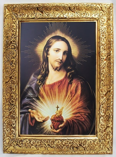 Sagrado Corazón De Jesús Cuadro De 50x40 Cm.