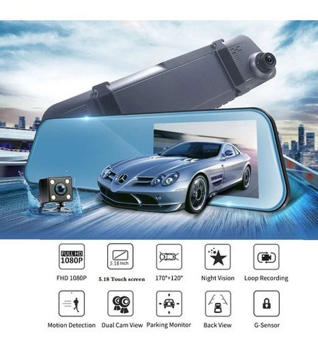 Espejo Retrovisor Dvr Tactil Para Kia Carens