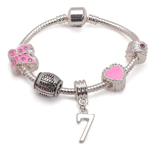 Brazalete Con Dijes Liberty Charms, Color Rosa, Chapado En P