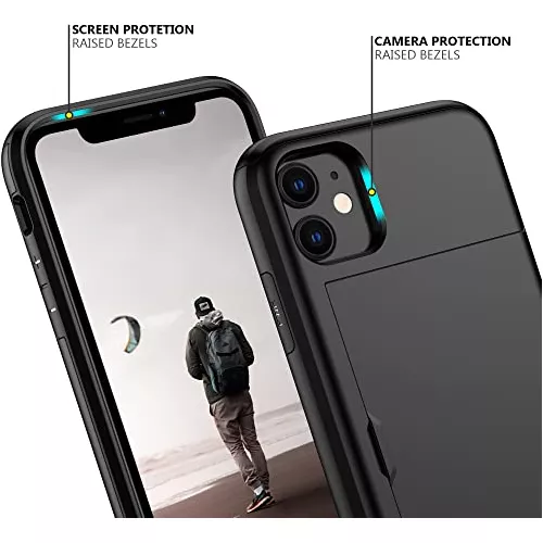 Nvollnoe Funda para iPhone 12 Pro Max con tarjetero resistente de  protección de doble capa a prueba de golpes, ranura para tarjetas oculta,  funda