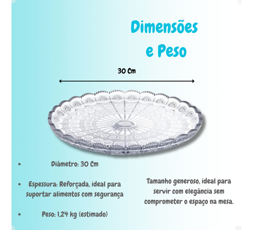 Prato De Bolo Sem Pé Em Vidro Transparente 30 Cm