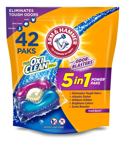 Arm & Hammer Plus Oxiclean Con Detergente Para Ropa Odor Bla