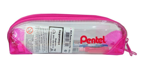 Estojo Rosa Lapiseira Grafite Caneta Borracha - Pentel